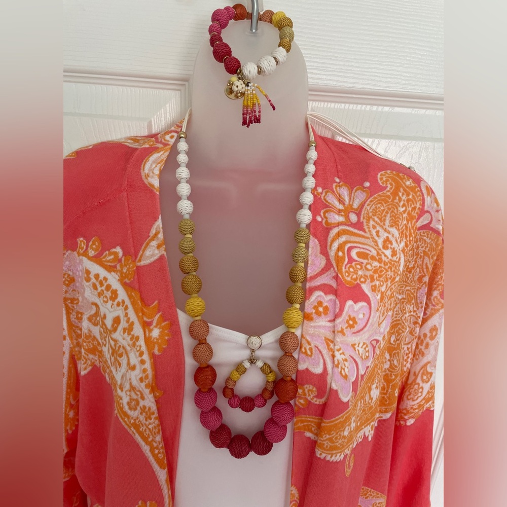Vibrant Pink and Orange Paisley Kimono